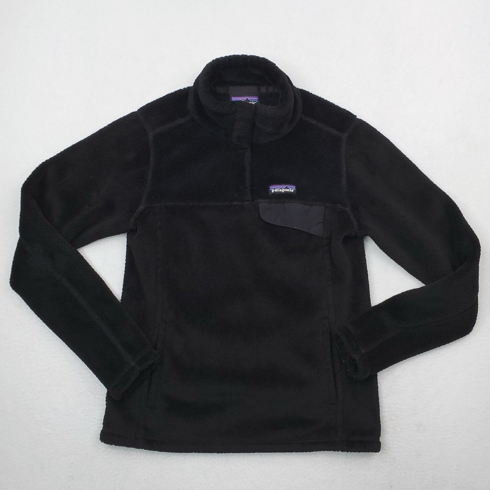 Patagonia ReTool Snap-T Pullover Womens Small Black Fleece Jacket Outdoor Preppy